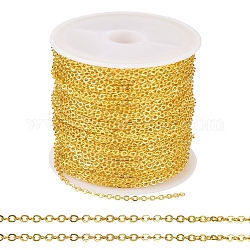 Brass Coated Iron Flat Cable Chains, Soldered, with Spool, Flat Oval, Golden, 2x1.5x0.3mm, about 32.81 Feet(10m)/Roll