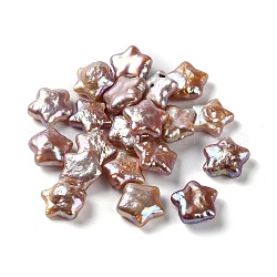 Perle naturali di perle d'acqua dolce coltivate con perle keshi, perle barocche, non forato / Senza Buco, stella, marrone rosato, 12~13x12~13x4.5~7mm
