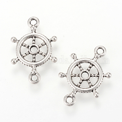 Connettori in lega di stile tibetano, timone,  cadmio& piombo libero, argento antico, 23x15x2mm, Foro: 2 mm