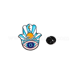 Broche de ojo de dibujos animados creativo, alfileres de esmalte de aleación negra, insignia para ropa mochila, hamsa mano, 30x27mm