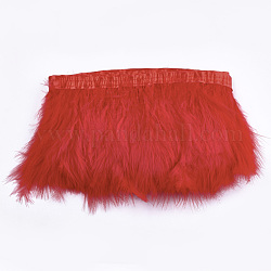 Guarnizione con frangia di piume di tacchino, accessori costume, tinto, rosso, 120~180 mm, circa 2 m / borsa