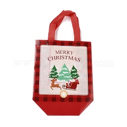 Ламинированные нетканые водонепроницаемые сумки на рождественскую тематику, Многоразовые сумки для покупок для тяжелых условий хранения, прямоугольник с ручками, огнеупорный кирпич, узор Рождество дерево, 11x22x23 см