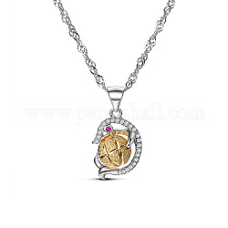 Ожерелье из стерлингового серебра shegrace с милым дизайном 925, микро проложить циркон дельфин подвеска с золотым покрытием шарик, платиной и золотом, 17.7 дюйм
