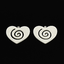 Dyed Heart Wood Pendants, White, 29x34x2mm, Hole: 1mm