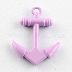 Lovely Anchor Pendants, Spray Painted Cadmium Free & Lead Free Alloy Pendants, Purple, 26x19x3mm, Hole: 2mm