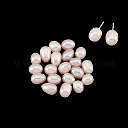 Nbeads perles de culture d'eau douce naturelles, demi trou foré, riz, violet, 7.5~8.5x6.5~7mm, Trou: 1mm, 20 pcs / boîte