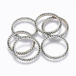 Miyuki & toho perles de rocaille japonaises faites à la main, avec anneaux connecteurs en 304 acier inoxydable, motif de tissage, anneau, couleur d'argent, gris ardoise, 22~23x1.7mm