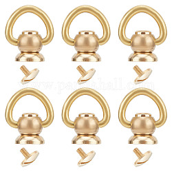 GORGECRAFT 6PCS Brass Ball Studs Rivets D Ring 360 Degree Rotatable Ball Post Head Buttons Screw Buttons Rivets Nails Chicago Stud Screw Metal Ring Free Rotation for Bag Handle Connector Purse Craft