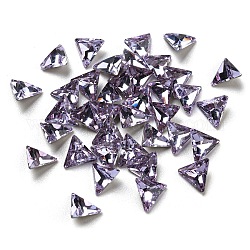 Cabujones de cristal de rhinestone, espalda plateada, triángulo, tanzanita, 6x7x3mm