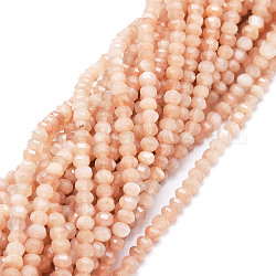Natürliche Pfirsichmondstein Perlen Stränge, facettiert, Rondell, 3.5~4x3 mm, Bohrung: 0.7 mm, ca. 124 Stk. / Strang, 15.35'' (39 cm)