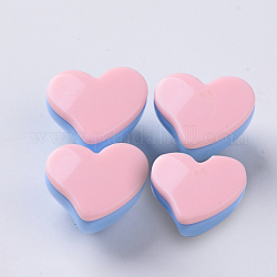 Perline acrilico opaco, Two Tone, con piastra piatta, mezzo forato, cuore, roso, 15x18x13.5mm, mezzo buco: 2.5 mm
