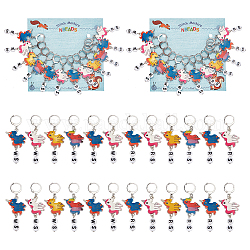 Alloy Enamel & Acrylic Pendant Locking Stitch Markers, 304 Stainless Steel Leverback Earring Stitch Marker, Unicorn with Number, Mixed Color, 5.5cm, 12pcs/set