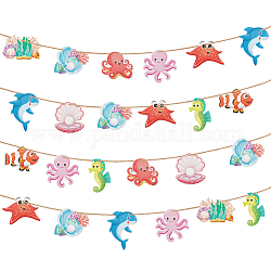 Кулон с морским животным на тему океана, с веревкой, для украшения детского дня рождения, разноцветные, 80x109x0.3 мм, отверстие : 4 мм