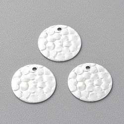 Brass Charms, Long-Lasting Plated, Flat Round with Fish Scale Pattern, 925 Sterling Silver Plated, 12x0.5mm, Hole: 1mm