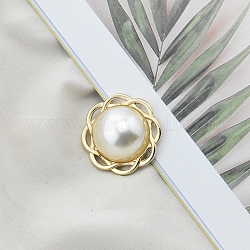 Boutons en alliage, avec perle plastique imitation perles, pour accessoires de vêtement, blanc, 20mm