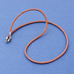 Cuero cable de la toma de collar, con langosta cierres de latón, Perú, 18.1 pulgada, 3mm