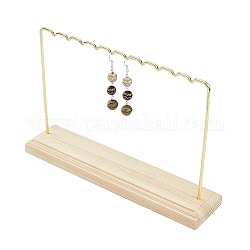 Display orecchino di legno, con accessori di ferro, oro, prodotto finito: 22x5x14.4 cm, su 2 pc / insieme
