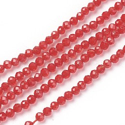 Transparent Glass Beads Strands, Faceted, Round, Red, 2mm, Hole: 0.5mm, about 164~182pcs/strand, 14.8~15.7 inch(37.5~40cm)