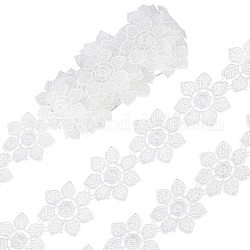 Ruban de dentelle brodé en polyester de 5 mètre, bordure en dentelle fleurie, pour la décoration de robe, blanc, 1-7/8 pouce (48 mm)