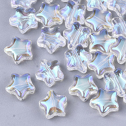 Perles en verre transparentes, de couleur plaquée ab , étoiles du nord, clair ab, 8x8x4mm, Trou: 0.8~1mm