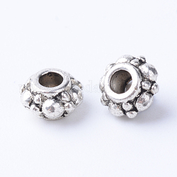 Tibetan Style Alloy Spacer Beads, Rondelle, Cadmium Free & Lead Free, Antique Silver, 6x4mm, Hole: 2mm, about 2630pcs/1000g