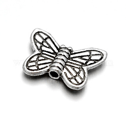 Vintage-Schmetterlingsperlen aus Legierung, Antik Silber Farbe, 11x14x3 mm, Bohrung: 1 mm