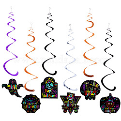 Светящаяся тема Хэллоуина, бумажные висячие завитки, украшения для вечеринки в честь Хэллоуина, разнообразные, 130~145x110~140 мм, 6 шт / комплект