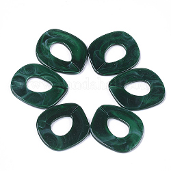 Anelli di collegamento acrilico, connettori a collegamento rapido, per la fabbricazione di catene di gioielli, stile gemstone imitato, verde scuro, 51.5x45x3.5mm, Foro: 23x16 mm