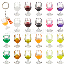 Olycraft 22 шт. 11 цвета мини-смола для бокала для вина, подвеска с отверстием 2.5 мм, многоцветная смола, подвески для чашек для вина, прозрачные подвески из смолы для кукольного домика, мини-кухонные украшения, изготовление ювелирных изделий