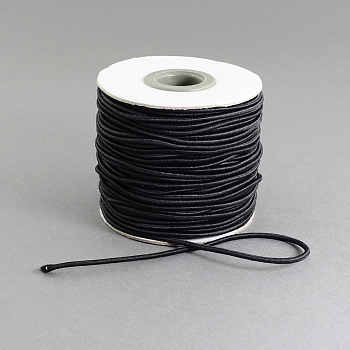 Эластичный шнур круглого, с нейлоновым снаружи и резины внутри, чёрные, 2 мм, около 43.74 ярда (40 м) / рулон