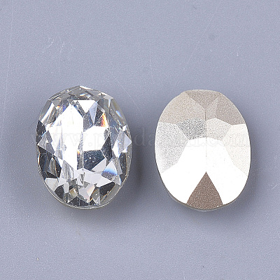 Cabochons en résine avec strass de dos avec point&nbsp;CRES-S379-13x18mm-B14-1