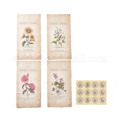 24pcs Vintage Plant Scrapbooking Paper Bookmarks Retro Paper Bookmarks