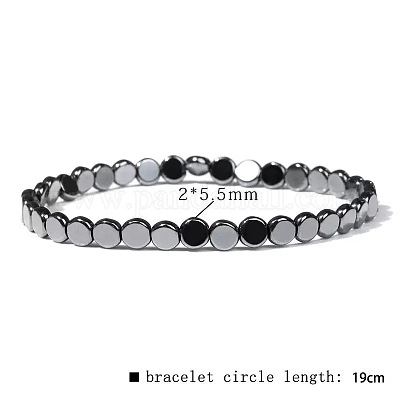 Persönliches Armband aus schwarzem Achatstein für Damen und Herren im Vintage-Stil mit elastischem Band&nbsp;RL7655-13-1