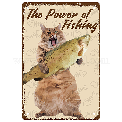 Wholesale CREATCABIN Cat Tin Sign Power Fishing Metal Vintage Retro Art  Mural Hanging Iron Painting Poster Plaque Fish Funny Animals Family Wall  Decorations for Living Room Kitchen Cafe Gift 8 x 12