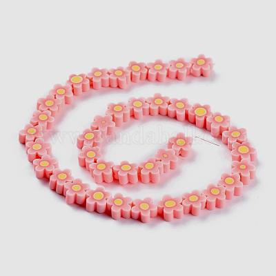 Brins de perles en argile polymère faites à la main avec des fleurs&nbsp;CLAY-M003-07F-1
