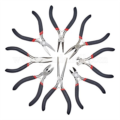 8PCS/Set Mini Black Bent Crimping Pliers For DIY Beading Jewelry Making  Pliers Fit Tools