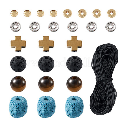 Pulsera de piedras preciosas para hombre crafans diy con kits de fabricación de cruces DIY-CF0001-21-1