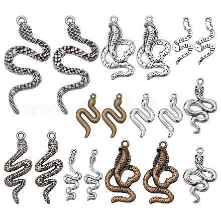 SUNNYCLUE 1 Box 54Pcs 9 Style Snake Charms Cobra Charm Tibetan Styles Alloy Viper Boa Constrictor Animal Charms for Jewelry Making Charms Bulk Earring Necklace Bracelet Supplies Adult DIY Craft TIBEP-SC0002-22-1