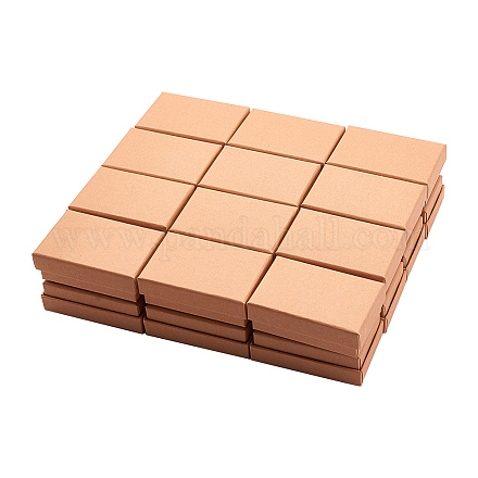 Pandahall 24 個の厚紙ジュエリーセットボックス  リングのために  ネックレス  長方形  淡い茶色  8x5x2.5cm CBOX-TA0001-07-1