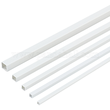 OLYCRAFT 30pcs ABS Plastic Square Bar Rods White Plastic Square Tubes 5 Sizes Square Hollow Tube ABS Plastic Rods for DIY Building Making Architectural Model Making - 3/4/5/6/8mm AJEW-OC0003-08B-1