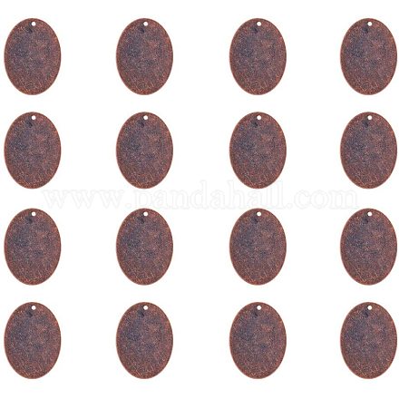 Pandahall elite 50 pz set di pendenti con targhetta in metallo ovale in ottone stampato per ciondoli pendenti con orecchini e bracciali KK-PH0035-02R-1