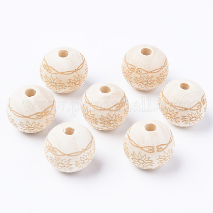 Unfinished Natural Wood European Beads WOOD-S057-012B-1