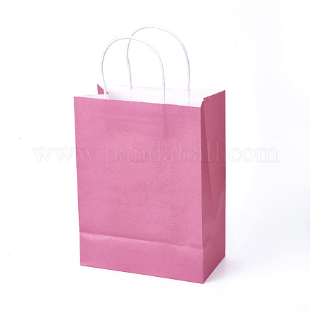 純色の紙袋  ギフトバッグ  ショッピングバッグ  ハンドル付き  長方形  ショッキングピンク  28x21x11cm CARB-L003-02E-1