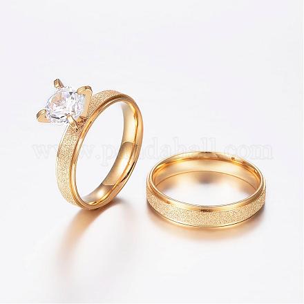 304 Stainless Steel Couple Rings RJEW-P057-16-1