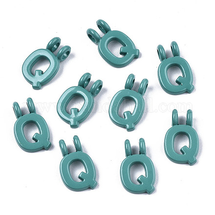 Spray Painted Alloy  2-Loop Link Pendants PALLOY-T075-48Q-RS-1