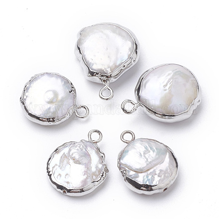 Pendentifs de perle keshi perle baroque naturelle galvanoplastie PEAR-Q008-08P-1