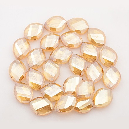 Faceted Oval Electroplate Glass Beads Strands EGLA-P012-F01-1