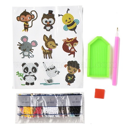 Kits d'autocollants de peinture au diamant sur le thème des animaux de bricolage pour les enfants X-DIY-O016-15-1