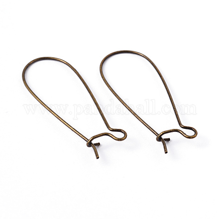 Accessoires de fil d'oreille créoles de rein en laiton plaqué bronze antique X-EC221-NFAB-1
