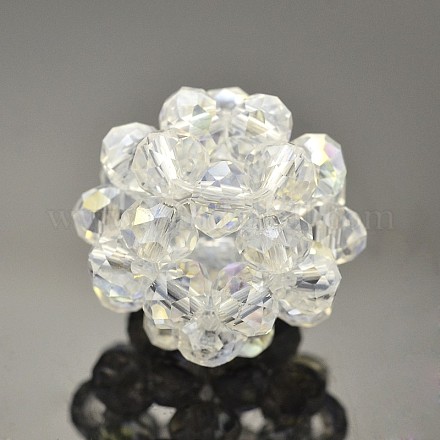 Perles tressées en cristal de verre transparent GLAA-A034-10mm-A18-1